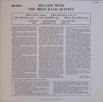 The Miles Davis Quintet : Relaxin' With The Miles Davis Quintet (LP, Album, Mono, RE)