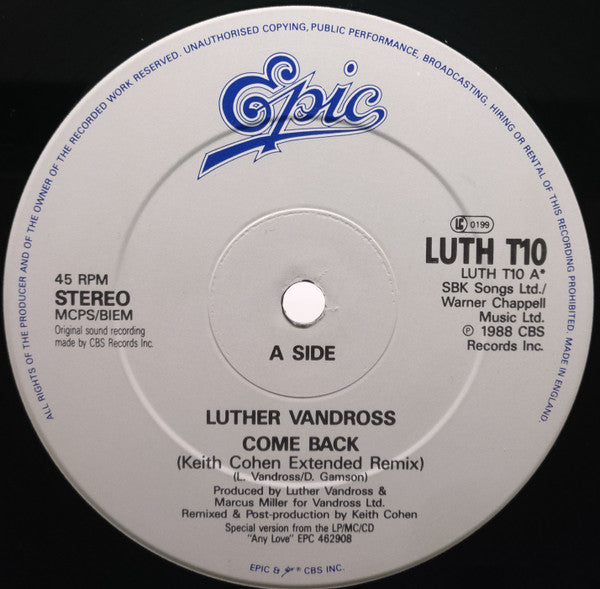 Luther Vandross : Come Back (12")