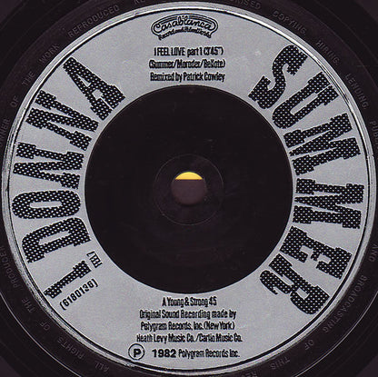 Donna Summer : I Feel Love (Special New Version Remix By Patrick Cowley) (7", Single)