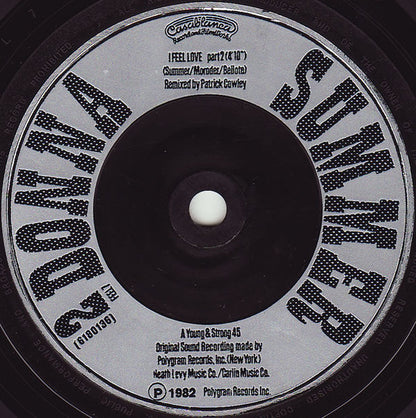 Donna Summer : I Feel Love (Special New Version Remix By Patrick Cowley) (7", Single)