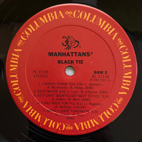 Manhattans : Black Tie (LP, Album, RE, Pit)