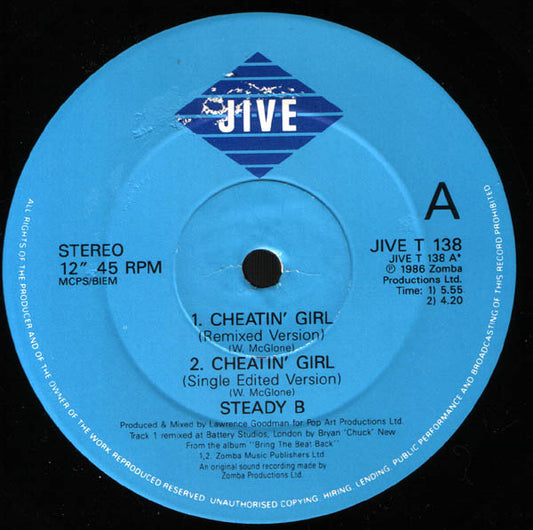 Steady B : Cheatin' Girl / Bring The Beat Back (12", MP)