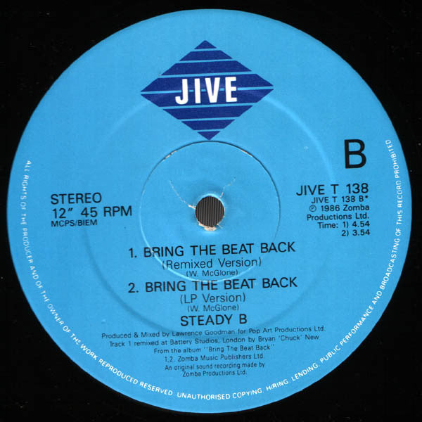 Steady B : Cheatin' Girl / Bring The Beat Back (12", MP)