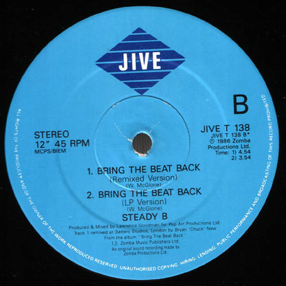 Steady B : Cheatin' Girl / Bring The Beat Back (12", MP)