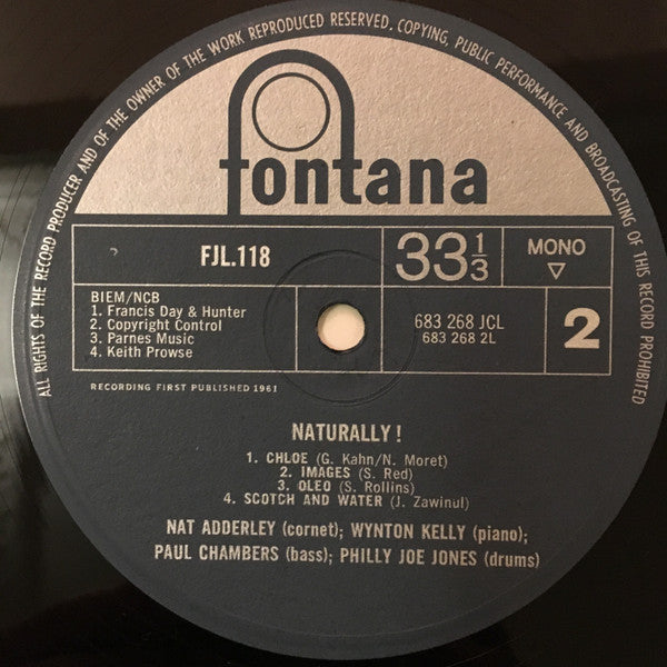 Nat Adderley : Naturally! (LP, Album, Mono, RE)
