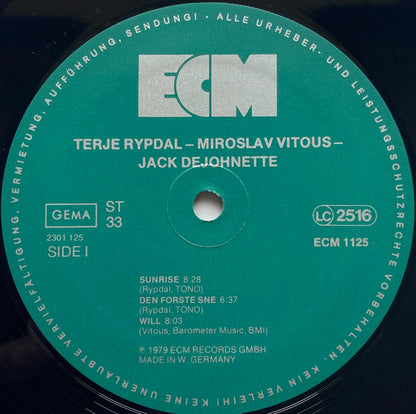 Terje Rypdal / Miroslav Vitous / Jack DeJohnette : Terje Rypdal / Miroslav Vitous / Jack DeJohnette (LP, Album)
