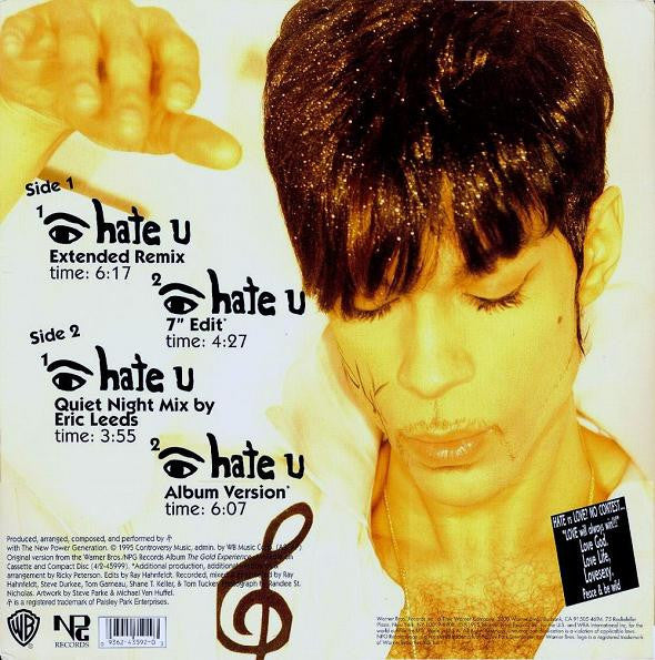 The Artist (Formerly Known As Prince) : I Hate U (The Hate Experience) (12", Maxi)