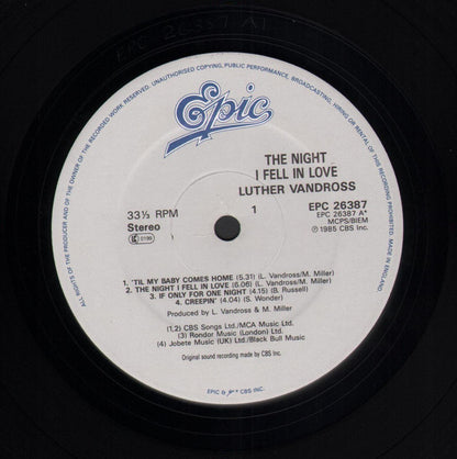Luther Vandross : The Night I Fell In Love (LP, Album)