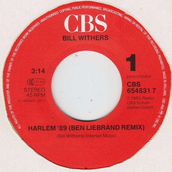 Bill Withers : Harlem '89 (7", Single)