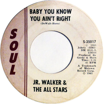 Junior Walker & The All Stars : Cleo's Mood / Baby You Know You Ain't Right (7", Single, Ame)
