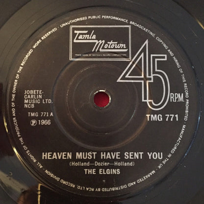 The Elgins : Heaven Must Have Sent You / Stay In My Lonely Arms (7", Single, RE, Sol)