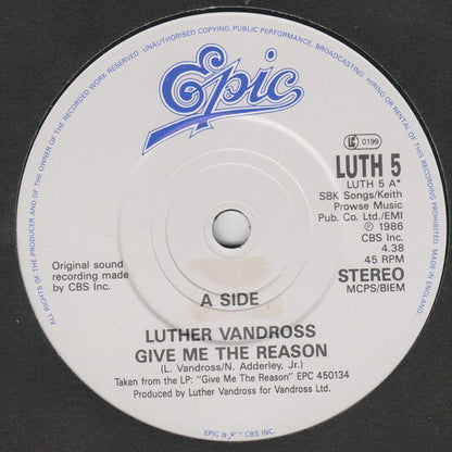 Luther Vandross : Give Me The Reason / Never Too Much (7", Single)
