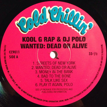 Kool G Rap & DJ Polo* : Wanted: Dead Or Alive (LP, Album, RE)