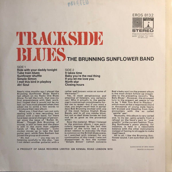 Brunning Sunflower Blues Band : Trackside Blues (LP, Album)