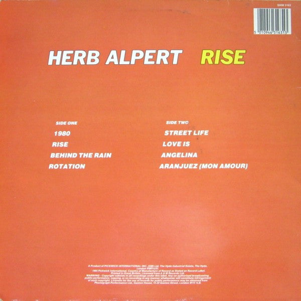 Herb Alpert : Rise (LP, Album, RE)