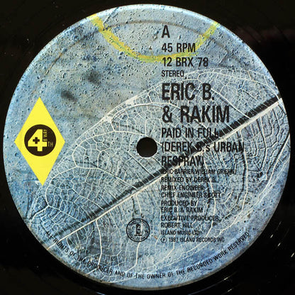 Eric B. & Rakim : Paid In Full (Derek B.'s Urban Respray) (12")