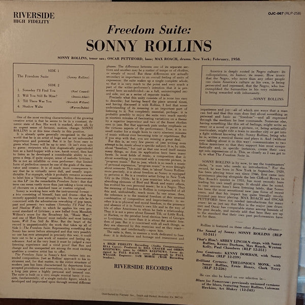 Sonny Rollins : Freedom Suite (LP, Album, RE)