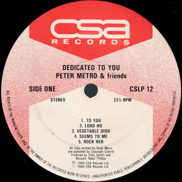 Peter Metro And Various : Dedicated To You (LP, Album)