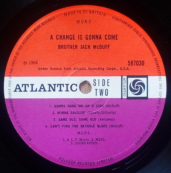 Brother Jack McDuff : A Change Is Gonna Come (LP, Album, Mono)