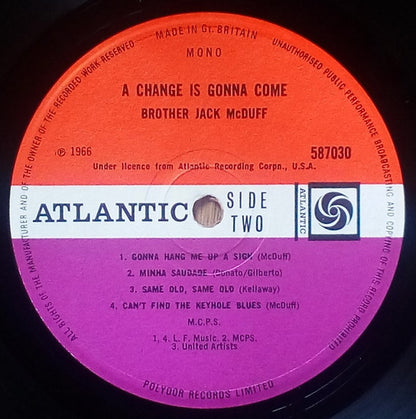Brother Jack McDuff : A Change Is Gonna Come (LP, Album, Mono)