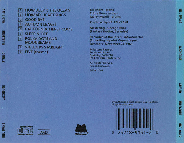 Bill Evans : Jazzhouse (CD, Album)