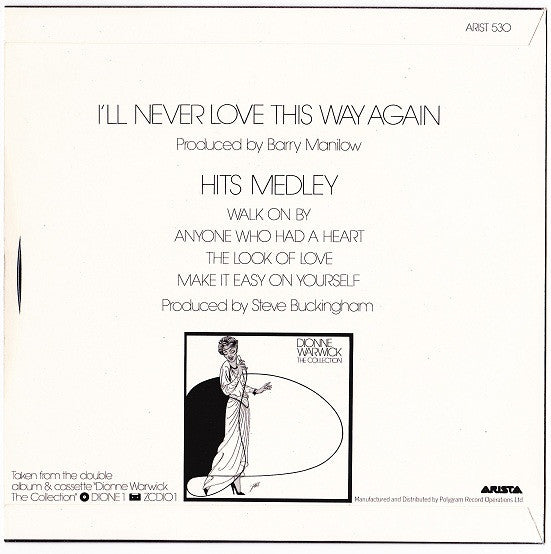 Dionne Warwick : I'll Never Love This Way Again (7")