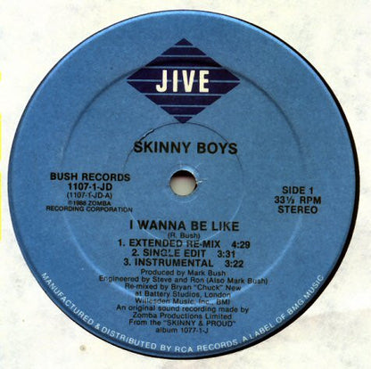 Skinny Boys : I Wanna Be Like / Get Pepped (12")