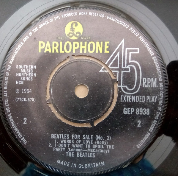 The Beatles : Beatles For Sale (No. 2) (7", EP, Mono, pus)