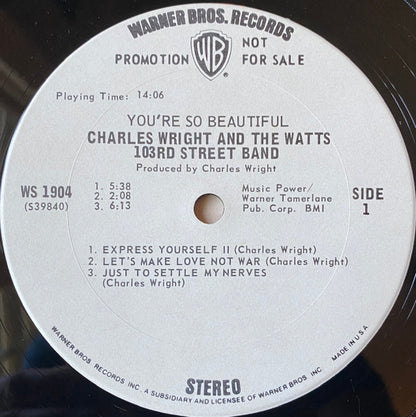 Charles Wright & The Watts 103rd St Rhythm Band : You're So Beautiful (LP, Album, Promo, Gat)
