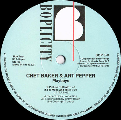 Chet Baker & Art Pepper : Playboys (LP, Album, RE)