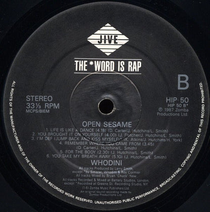 Whodini : Open Sesame (LP, Album)