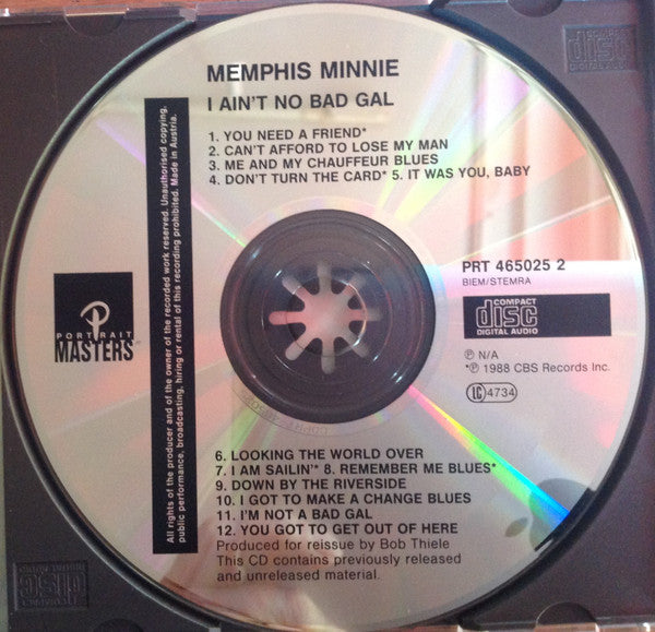 Memphis Minnie : I Ain't No Bad Gal (CD)