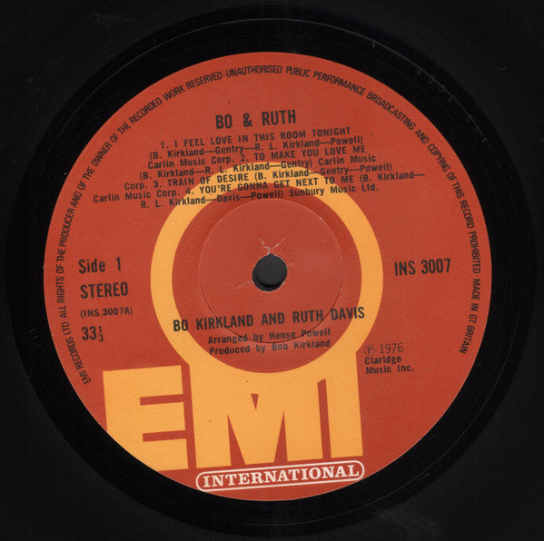 Bo Kirkland & Ruth Davis : Bo & Ruth (LP, Album)