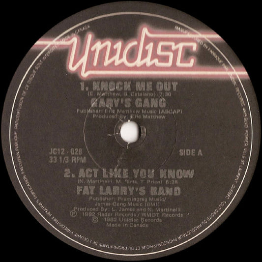Gary's Gang / Fat Larry's Band / Brandi Wells / Frankie Smith : Knock me Out / Act Like You Know / Double Dutch Bus / Watch Out (12")