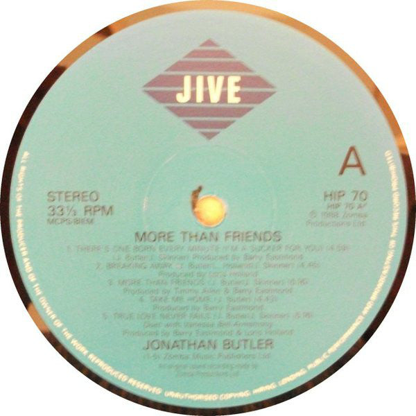 Jonathan Butler : More Than Friends (LP, Album + 12", Promo)