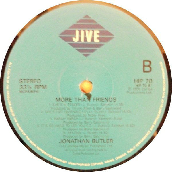 Jonathan Butler : More Than Friends (LP, Album + 12", Promo)