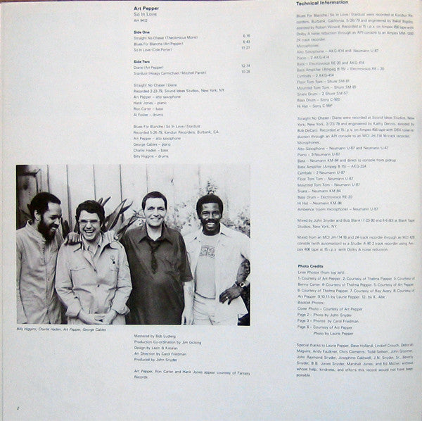 Art Pepper : So In Love (LP, Album, Gat)