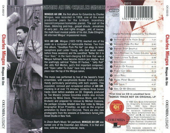 Charles Mingus : Mingus Ah Um (CD, Album, RE, RM)