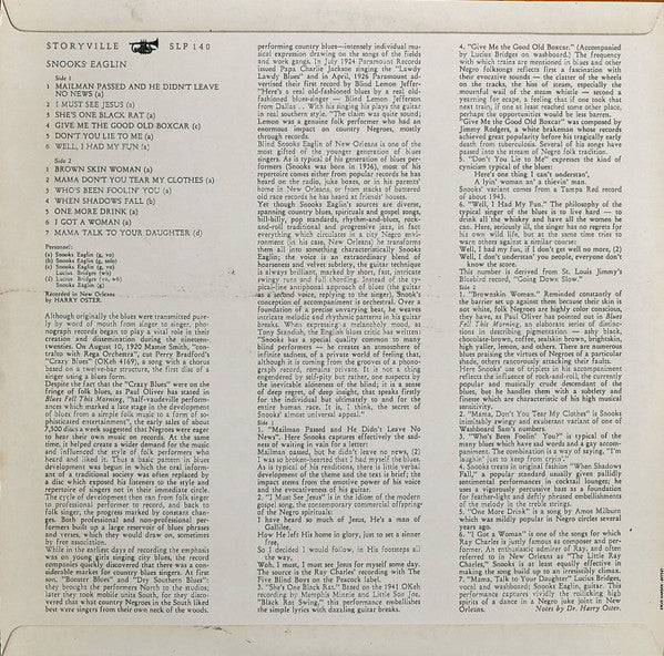 Snooks Eaglin : Blues From New Orleans (Snooks Eaglin Vol. 2) (LP)