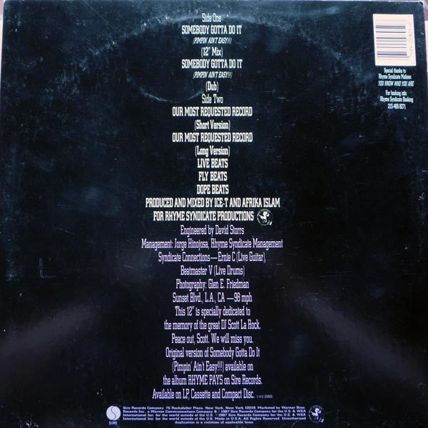 Ice-T : Somebody Gotta Do It / Our Most Requested Record (12", Maxi)