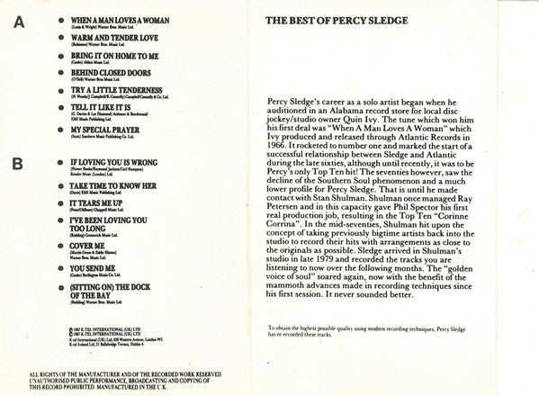 Percy Sledge : The Best Of Percy Sledge (Cass, Comp)