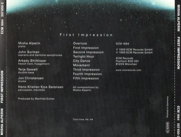 Misha Alperin* W/ John Surman : First Impression (CD, Album, PMD)