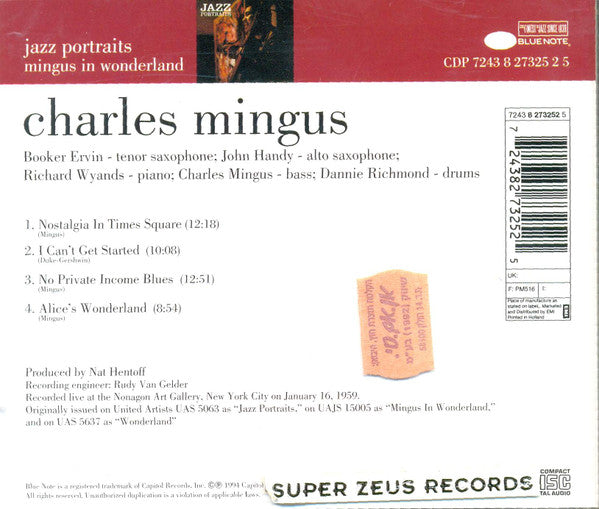 Charles Mingus : Jazz Portraits. Mingus In Wonderland (CD, Album, RE)
