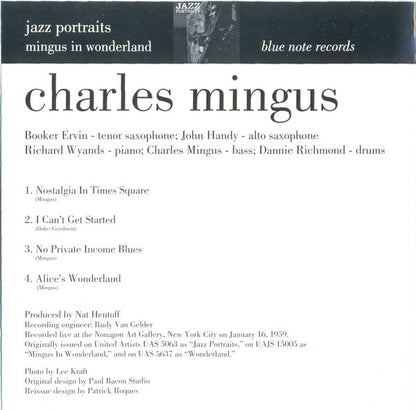 Charles Mingus : Jazz Portraits. Mingus In Wonderland (CD, Album, RE)