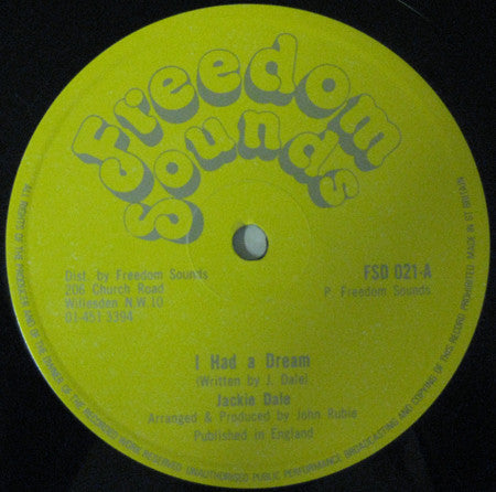Jackie Dale : I Had A Dream / Dream For Lovers (12")