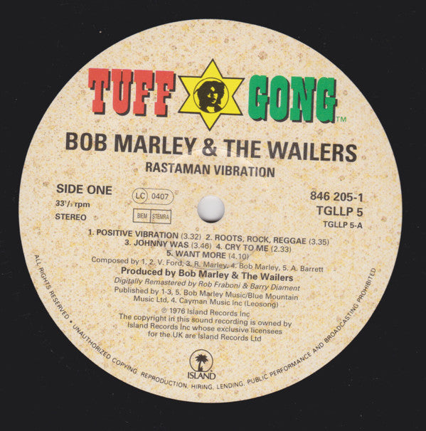 Bob Marley & The Wailers : Rastaman Vibration (LP, Album, RE, RM, RP)