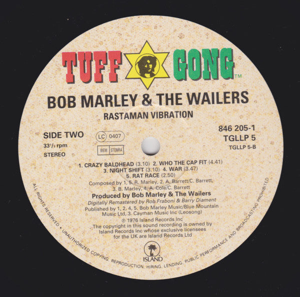 Bob Marley & The Wailers : Rastaman Vibration (LP, Album, RE, RM, RP)