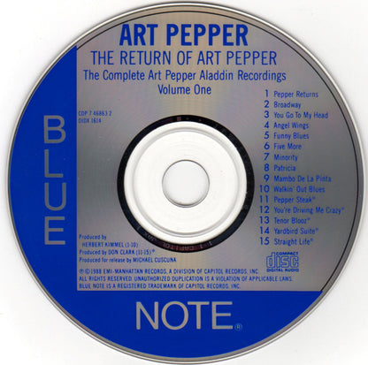 Art Pepper : The Return Of Art Pepper (CD, Album, RE)
