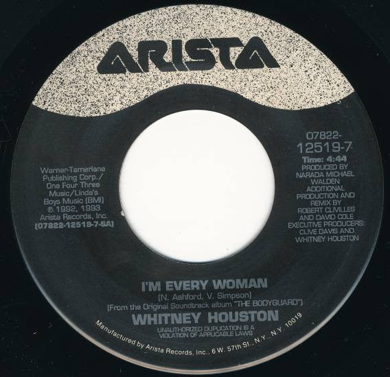 Whitney Houston : I'm Every Woman (7")
