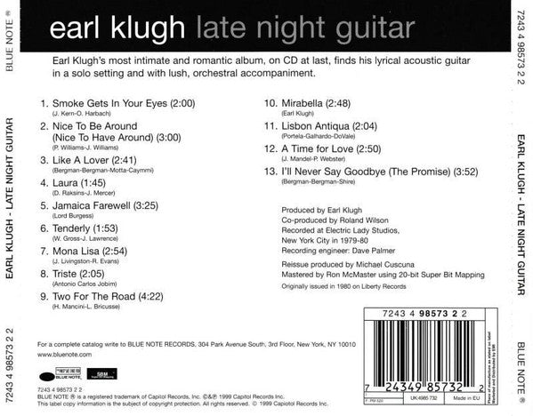 Earl Klugh : Late Night Guitar (CD, Album, RE, RM)